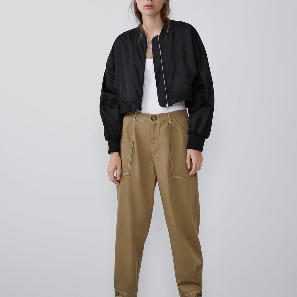 Zara Black Bomber Jacket Sz M